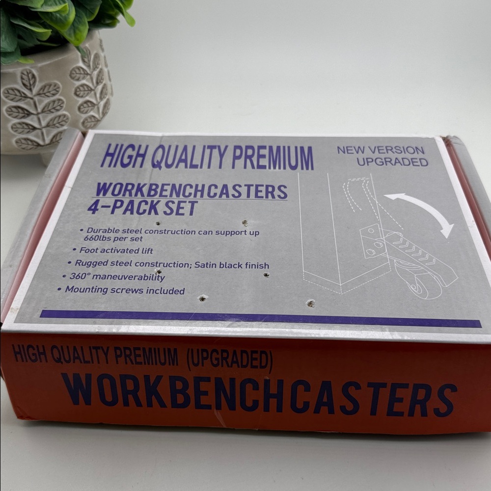 SPACEKEEPER Workbench Casters kit 660 Lbs - Retractable Heavy Duty Wheels 4 Pack